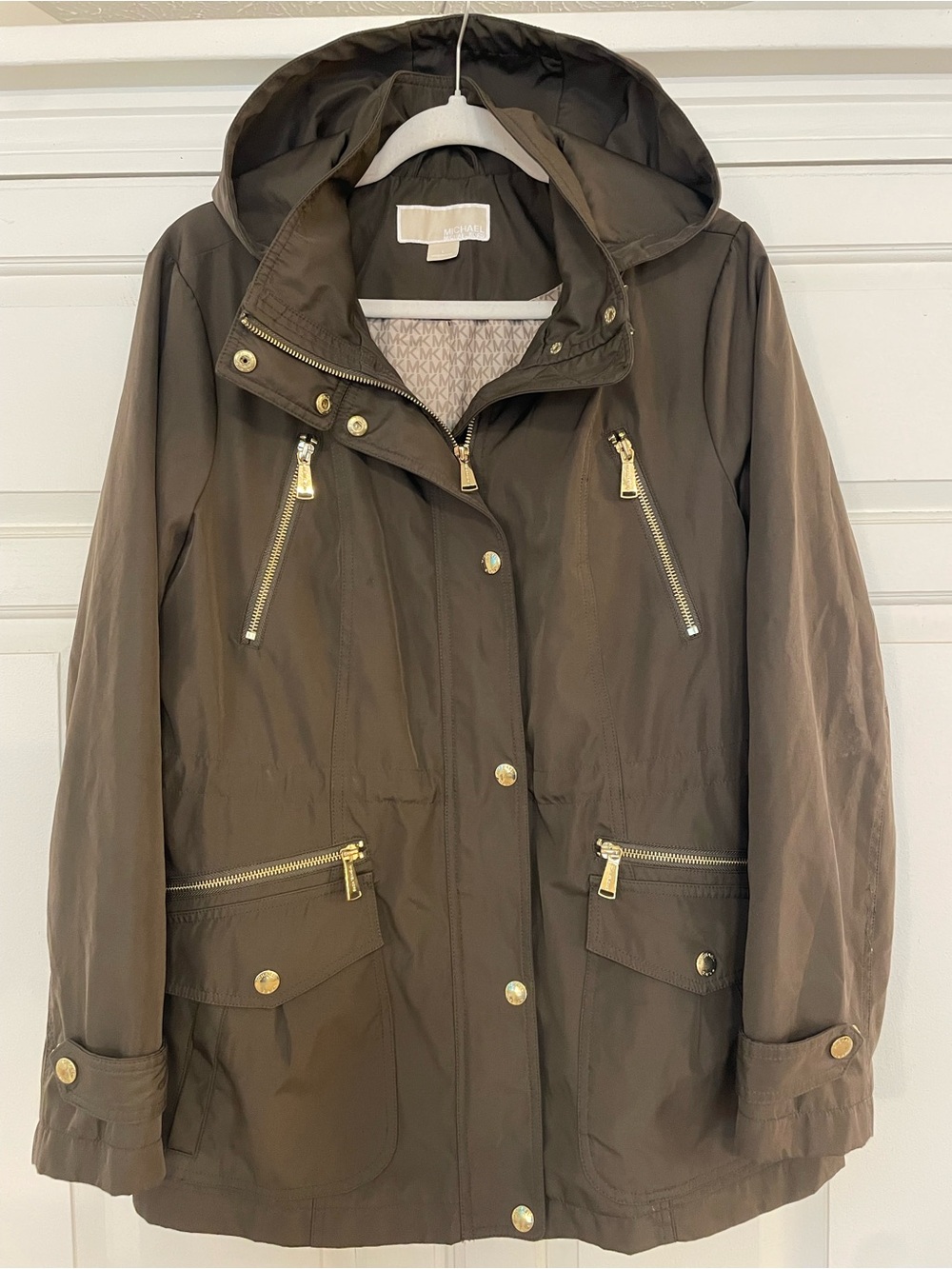 Michael Kors Women’s Hooded Anorak Utility Jacket Olive Green SIZE L